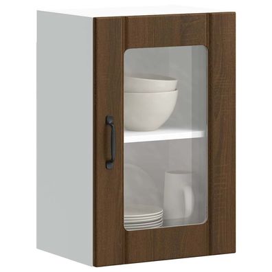 vidaXL Küchen-Hängeschrank mit Glastür Lucca Braun Eichen-Optik