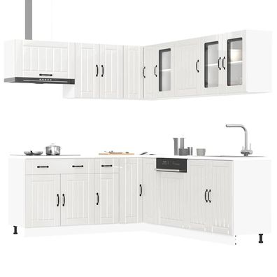 vidaXL 11-tlg. Küchenschrank-Set Lucca Hochglanz-Weiß Holzwerkstoff