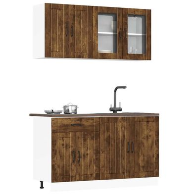 vidaXL 4-tlg. Küchenschrank-Set Kalmar Räuchereiche Holzwerkstoff