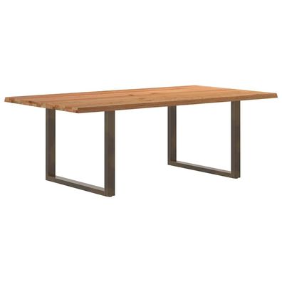 vidaXL Esstisch mit Baumkanten 220x120x74 cm Massivholz Eiche Rechteck