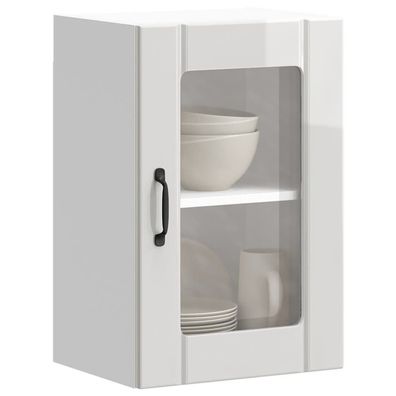vidaXL Küchen-Hängeschrank mit Glastür Lucca Hochglanz-Weiß