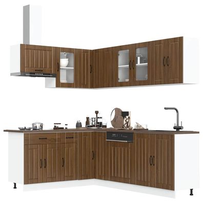 vidaXL 11tlg. Küchenschrank-Set Lucca Braun Eichen-Optik Holzwerkstoff