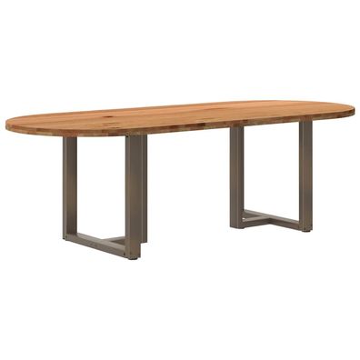 vidaXL Esstisch Hellbraun 240x100x74 cm Massivholz Eiche Oval
