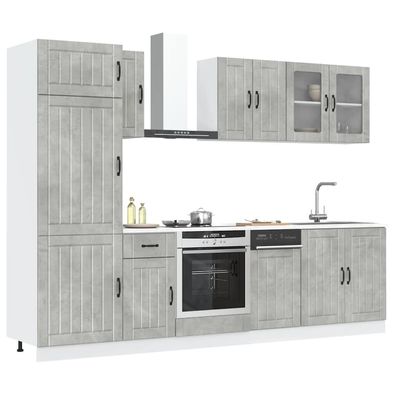 vidaXL 8-tlg. Küchenschrank-Set Kalmar Betongrau Holzwerkstoff