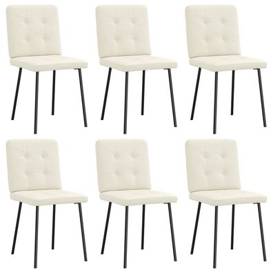 vidaXL Esszimmerstühle 6 Stk. Creme Samt