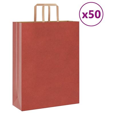 vidaXL Papiertragetaschen 50 Stk. mit Henkeln Rot 32x12x42 cm
