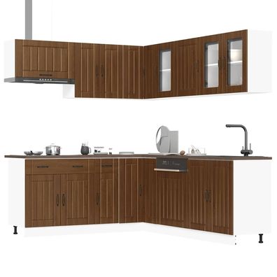 vidaXL 11tlg. Küchenschrank-Set Lucca Braun Eichen-Optik Holzwerkstoff