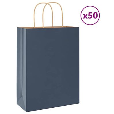 vidaXL Papiertragetaschen 50 Stk. mit Henkeln Blau 26x12x35 cm