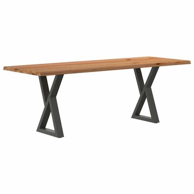 vidaXL Esstisch mit Baumkanten Hellbraun 220x80x74 cm Massivholz Eiche