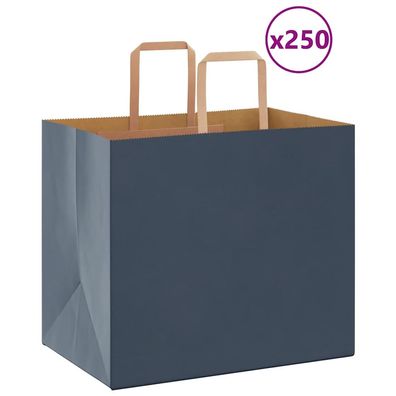 vidaXL Papiertragetaschen 250 Stk. mit Henkeln Blau 32x22x28 cm