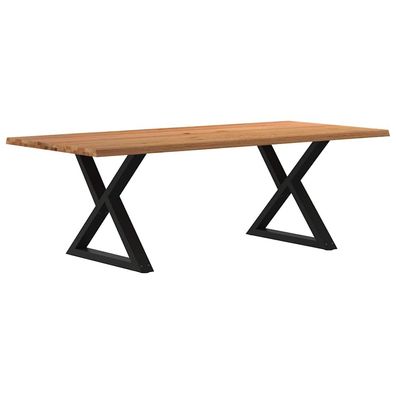 vidaXL Esstisch mit Baumkanten Hellbraun 220x100x74cm Massivholz Eiche