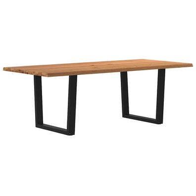 vidaXL Esstisch mit Baumkanten 220x100x74 cm Massivholz Eiche