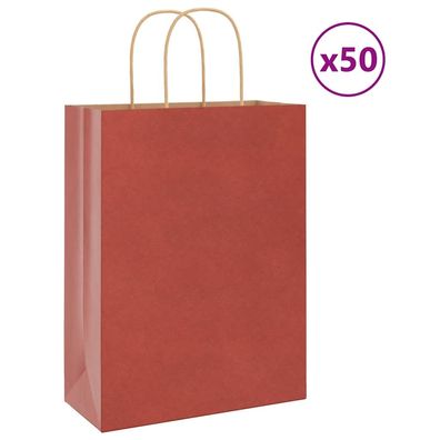 vidaXL Papiertragetaschen 50 Stk. mit Henkeln Rot 26x12x35 cm