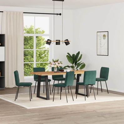 vidaXL Esszimmerstühle 6 Stk. Dunkelgrün Samt