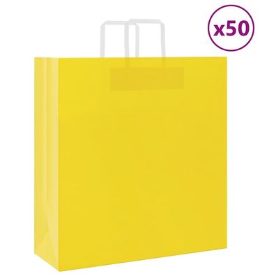 vidaXL Papiertragetaschen 50 Stk. mit Henkeln Gelb 45x17x48 cm