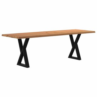 vidaXL Esstisch mit Baumkanten Hellbraun 240x80x74 cm Massivholz Eiche