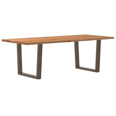 vidaXL Esstisch mit Baumkanten 240x100x74 cm Massivholz Eiche