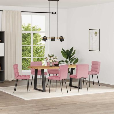 vidaXL Esszimmerstühle 6 Stk. Rosa Samt