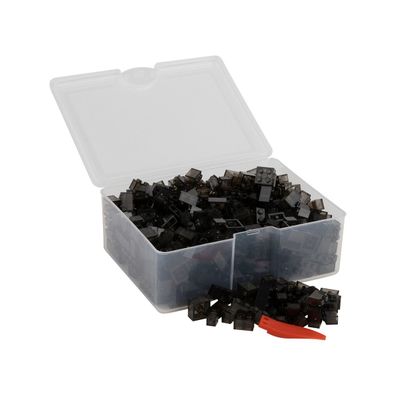 Q-Bricks Teilebox - 300 Klemmbausteine - Farbe: Schwarz Transparent