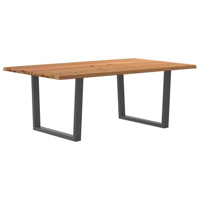 vidaXL Esstisch mit Baumkanten 200x120x74 cm Massivholz Eiche