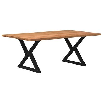 vidaXL Esstisch mit Baumkanten 200x120x74 cm Massivholz Eiche