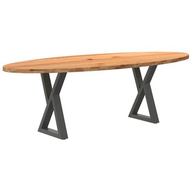 vidaXL Esstisch Hellbraun 240x100x74 cm Massivholz Eiche Oval