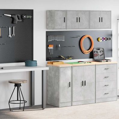 vidaXL Garagenschränke 2 Stk. Betongrau Holzwerkstoff