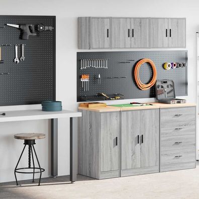 vidaXL Garagenschränke 2 Stk. Grau Sonoma Holzwerkstoff