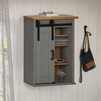 vidaXL Hängeschrank HALDEN mit Schiebetür Grau 49x22,5x70 cm Kiefer