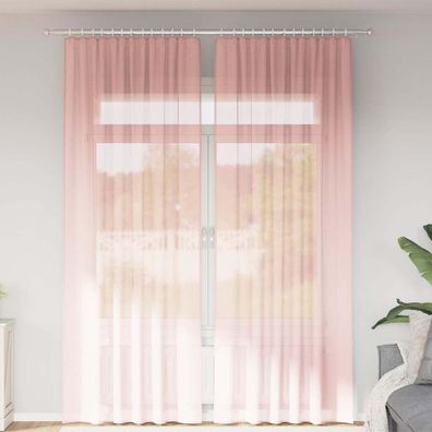 vidaXL Voile Vorhänge mit Stangentaschen 2 Stk. Rosa