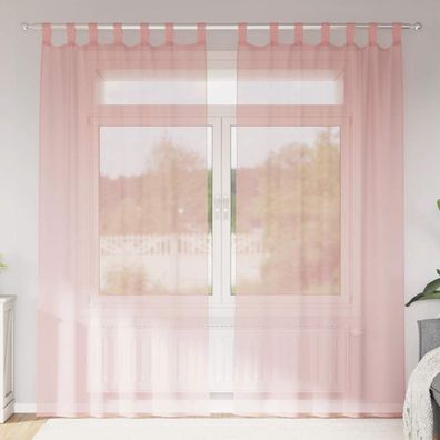 vidaXL Voile Vorhänge mit Stangentaschen 2 Stk. Rosa