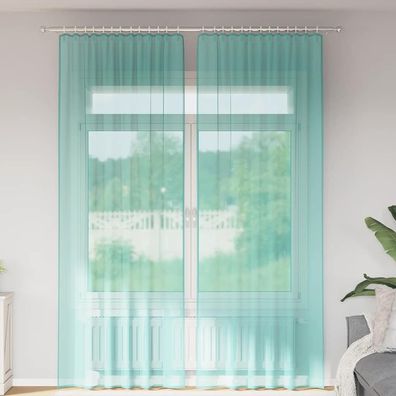 vidaXL Voile Vorhänge mit Stangentaschen 2 Stk. Türkis