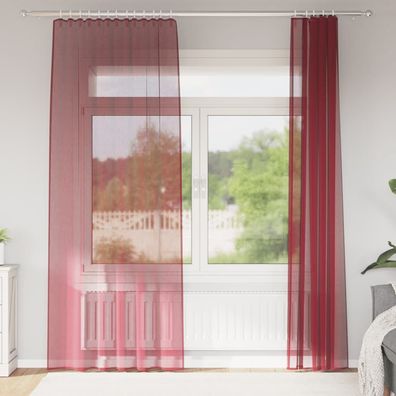vidaXL Voile Vorhänge mit Stangentaschen 2 Stk. Weinrot