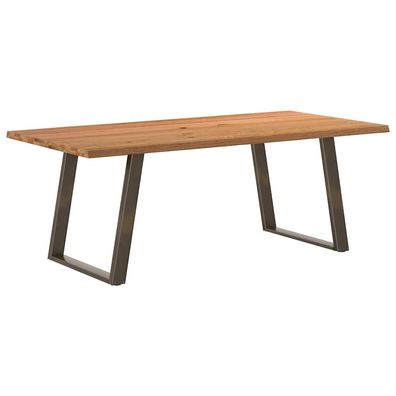 vidaXL Esstisch mit Baumkanten 200x100x74 cm Massivholz Eiche Rechteck