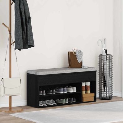 vidaXL Schuhbank Schwarz Eichen-Optik 102x30,5x45 cm Holzwerkstoff