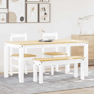 vidaXL 4-tlg. Essgruppe Panama Weiß Massivholz Kiefer