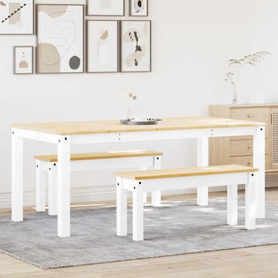 vidaXL 3-tlg. Essgruppe Panama Weiß Massivholz Kiefer