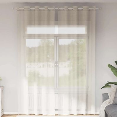vidaXL Voile Vorhänge mit Ösen 2 Stk. Creme 140x300 cm