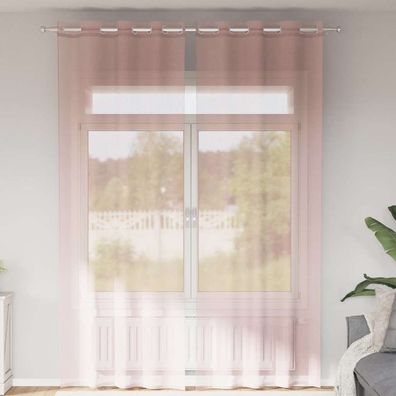 vidaXL Voile Vorhänge mit Ösen 2 Stk. Hellrosa 140x300 cm