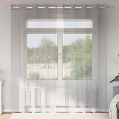 vidaXL Voile Vorhänge mit Ösen 2 Stk. Hellgrau 140x245 cm