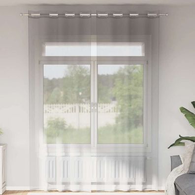 vidaXL Voile Vorhänge mit Ösen 2 Stk. Hellgrau 140x300 cm
