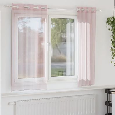 vidaXL Voile Vorhänge mit Ösen 2 Stk. Hellrosa 140x140 cm