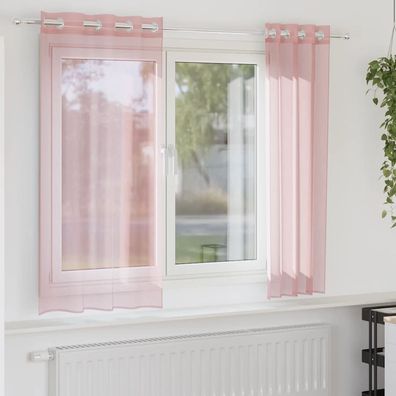 vidaXL Voile Vorhänge mit Ösen 2 Stk. Rosa 140x140 cm