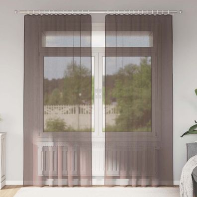 vidaXL Voile Vorhänge mit Stangentaschen 2 Stk. Braun