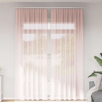 vidaXL Voile Vorhänge mit Stangentaschen 2 Stk. Hellrosa
