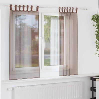 vidaXL Voile Vorhänge mit Lasche 2 Stk. Braun