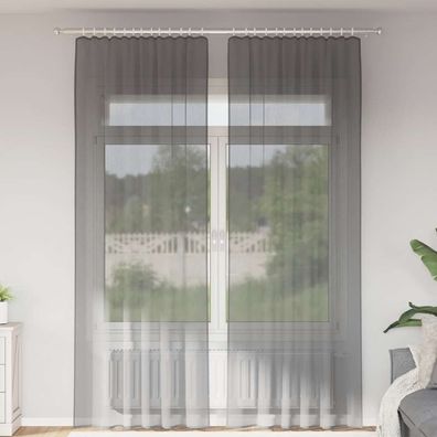 vidaXL Voile Vorhänge mit Schlaufen 2 Stk. Dunkelgrau 140x260 cm