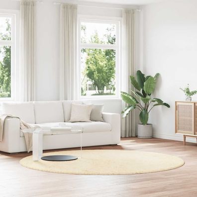 vidaXL Teppich Shaggy Hochflor Navarra Creme 240x240 cm Polyester