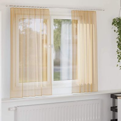 vidaXL Voile Vorhänge mit Schlaufen 2 Stk. Sandfarbe 140x175 cm