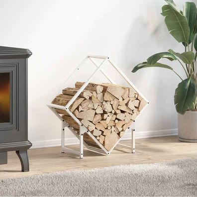 vidaXL Brennholzregal Weiß 60x25x60 cm Kaltgewalzter Stahl